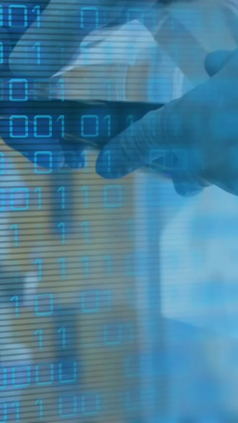 Animation of data processing over doctor with beaker Stock Footage 341976409
