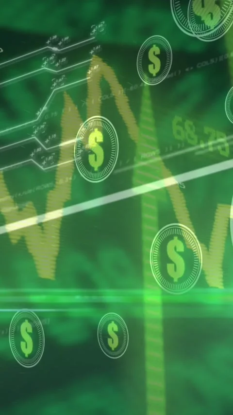 Animation of data processing over dollar symbols Stock Footage 343497333