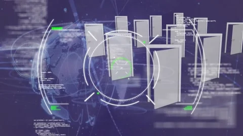 Animation of data processing over door and globe Stock Footage 209940484