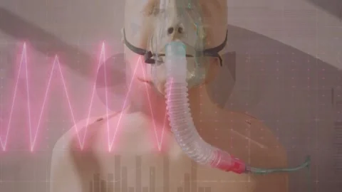 Animation of data processing over dummy in oxygen mask Stock Footage 330659792