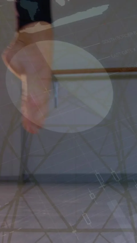 Animation of data processing over female ballet dancers legs Stock Footage 322954567