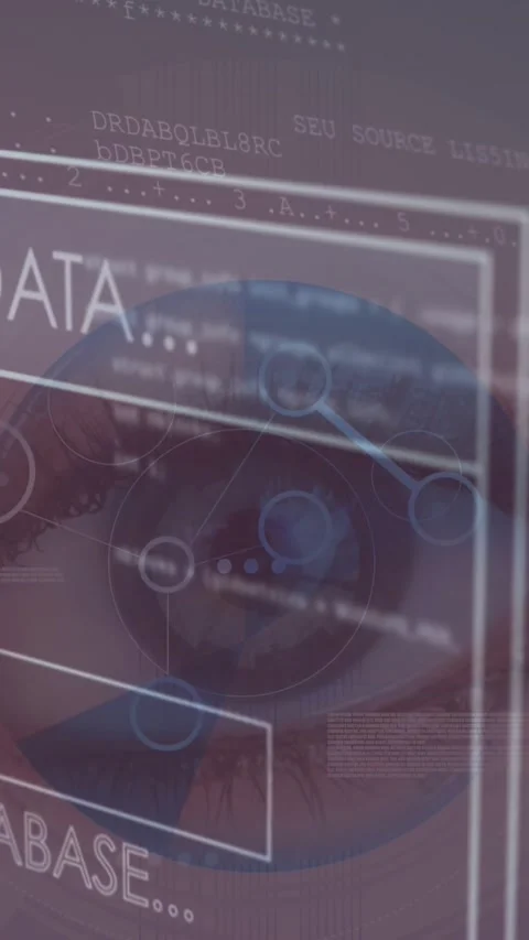 Animation of data processing over female eye Stock Footage 342707100