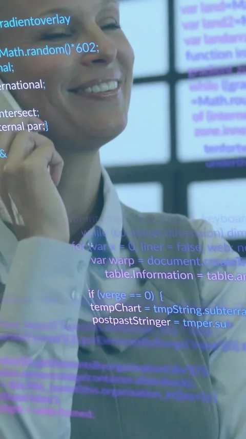 Animation of data processing over female architect on smartphone in office Stock Footage 342802345