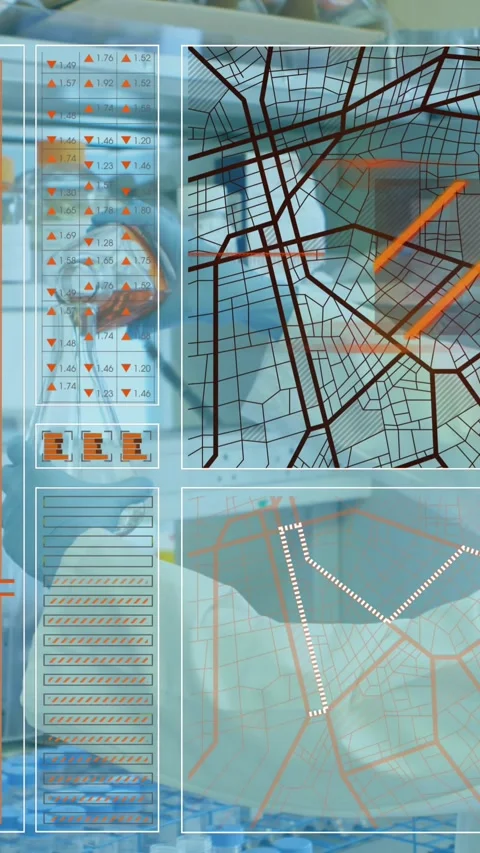 Animation of data processing over female scientist in lab Stock Footage 344556536