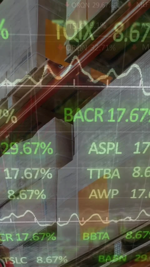 Animation of data processing over female worker in warehouse Stock Footage 344745477
