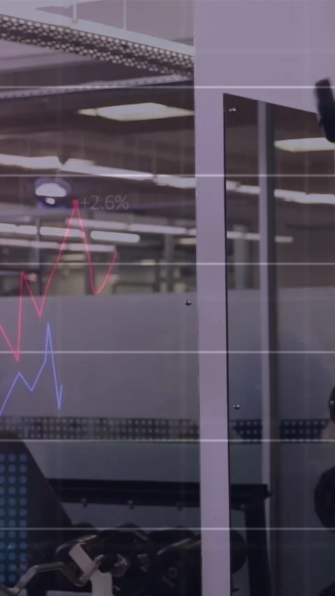 Animation of data processing over fit african american man exercising Stock Footage 321216111