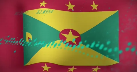 Animation of data processing over flag of grenada Stock Footage 328402137