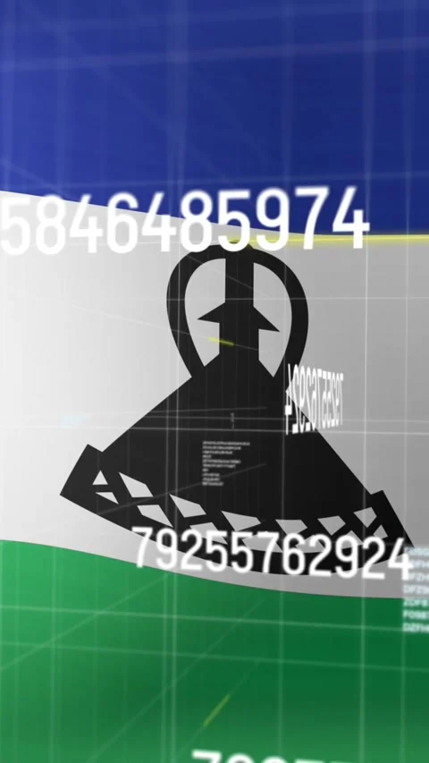 Animation of data processing over flag of lesotho Vídeos de archivo 342641973
