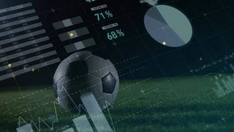 Animation of data processing over football at sports stadium Stock-Footage 172223743