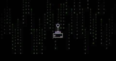 Animation of data processing over gamepad icon Video stock 329101592