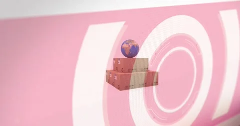 Animation of data processing over globe and stack of cardboard boxes Stock Footage 159967530