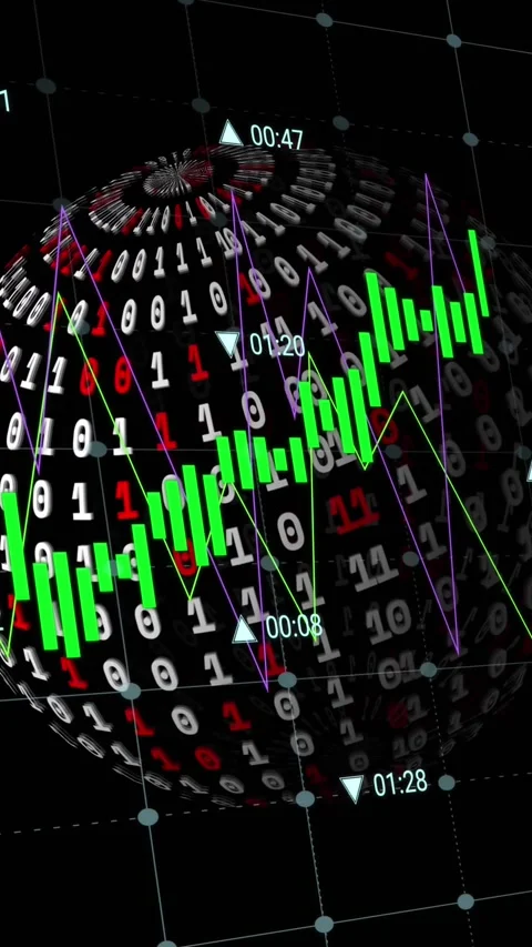 Animation of data processing over globe with binary coding on black background Stock Footage 319821111