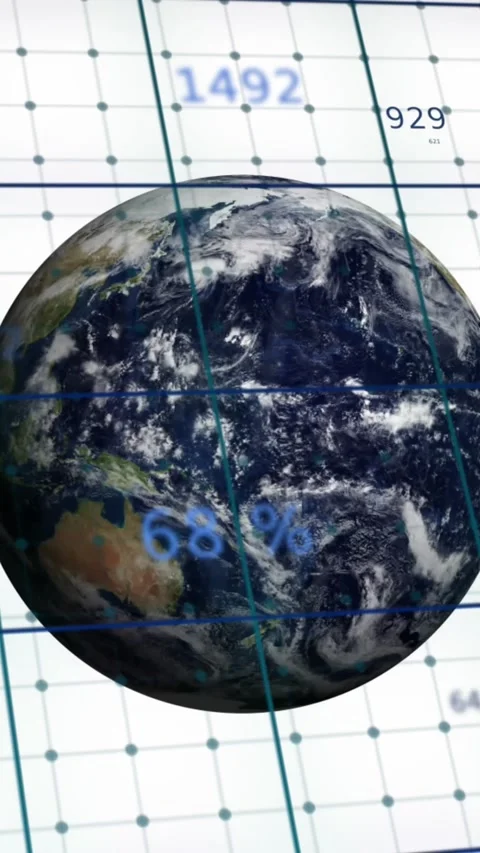 Animation of data processing over globe Vidéo 320811374