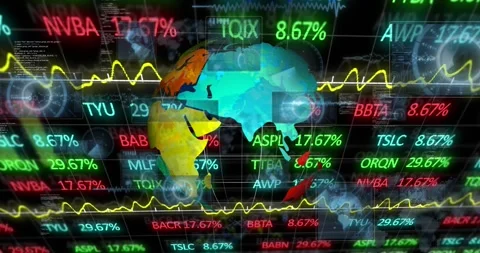 Animation of data processing over globe Stockbeeldmateriaal 328934262