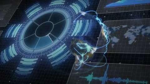 Animation of data processing over globe Stock Footage 330402450