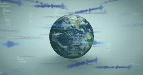 Animation of data processing over globe on grey background Stock Footage 330664571