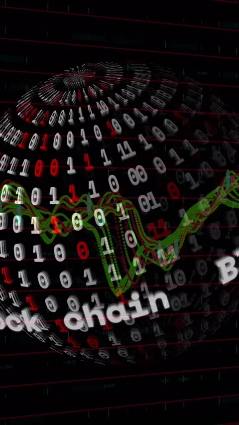 Animation of data processing over globe with binary coding on black background Video stock 342608259
