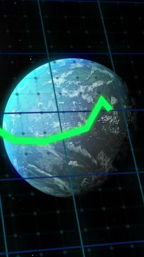 Animation of data processing over globe and clouds Stock Footage 342996727