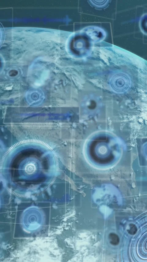 Animation of data processing over globe on blue background Stock Footage 344765838