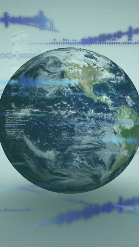 Animation of data processing over globe on grey background Stock Footage 344765840