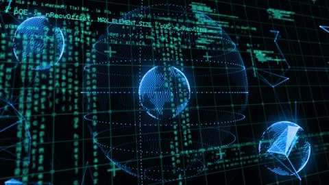 Animation of data processing over globes Stock Footage 330172720