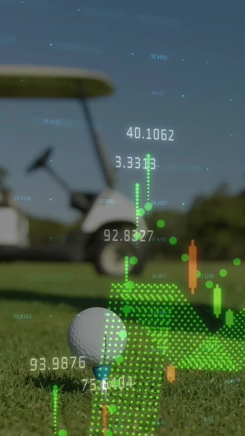 Animation of data processing over golf ball on golf course Stock Footage 344803020