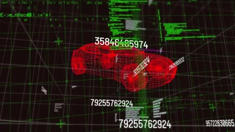 Animation of data processing over grid network and multiple changing numbers Stock Footage 329232229