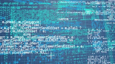 Animation of data processing over grid network against binary coding on blue Stock Footage 330167386