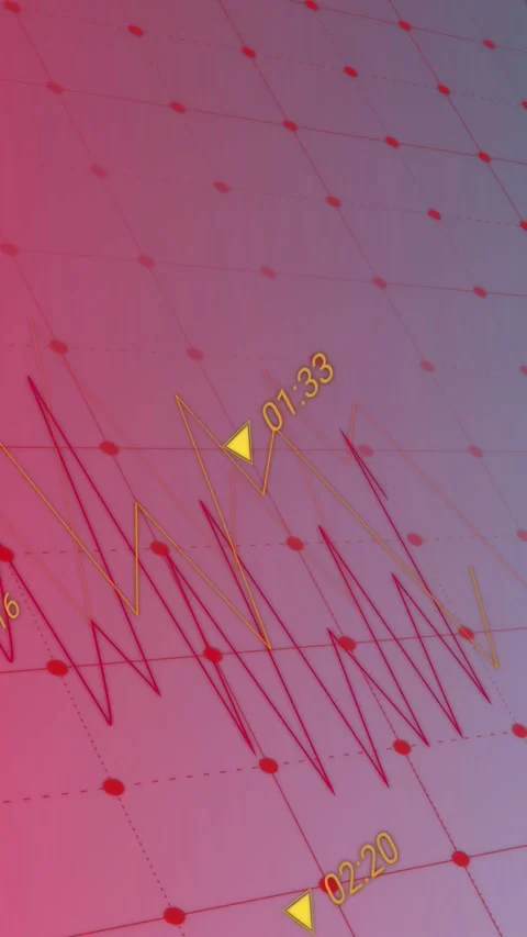 Animation of data processing over grid network against purple gradient Stock Footage 344678828