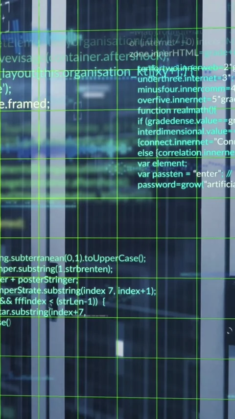 Animation of data processing over grid network and light spot against computer Stock Footage 344723181