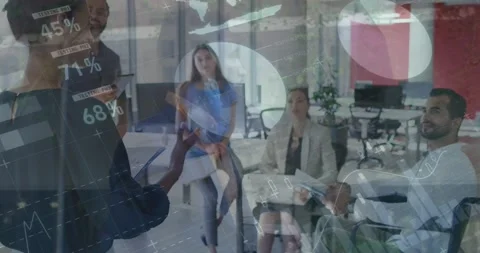 Animation of data processing over group of diverse people Stock Footage 201225941