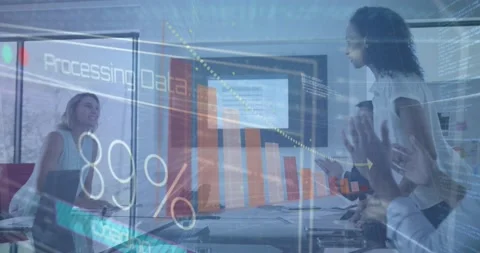 Animation of data processing over group of business people Stock Footage 220353159