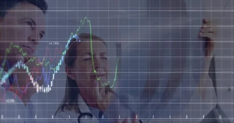 Animation of data processing over group of men and women exercising 動画素材 329853682