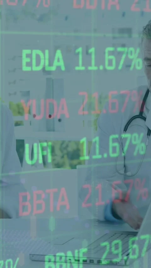 Animation of data processing over group of diverse doctors Stock Footage 343128342