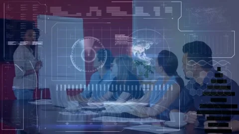 Animation of data processing over hacker using computer Stock Footage 326036341