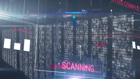 Animation of data processing over hacker with computer servers Stock Footage 327195554