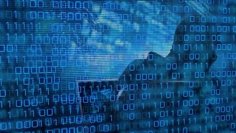 Animation of data processing over hacker using laptop Stock Footage 327276464