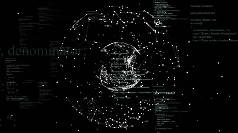 Animation of data processing over hacker with business networks of connections Stock Footage 327525364