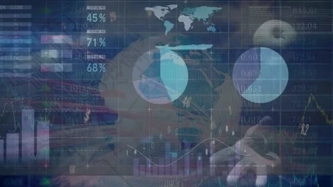 Animation of data processing over hand with apple Stock Footage 220898994