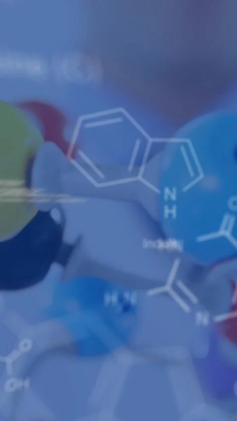 Animation of data processing over hand holding model in lab Stock Footage 344369431