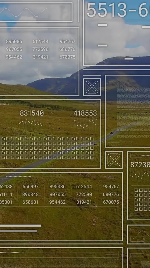 Animation of data processing over landscape Stock Footage 343739653
