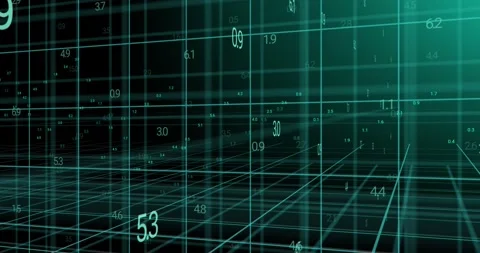 Animation of data processing over layers of 3d grids moving on black background Stock Footage 220942008