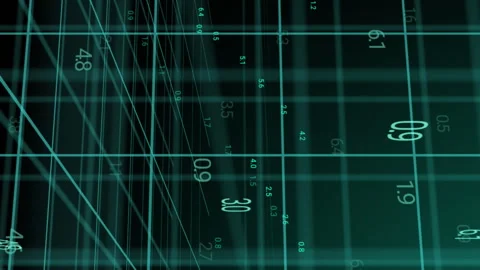 Animation of data processing over layers of 3d grids moving on black background Stock Footage 312300464