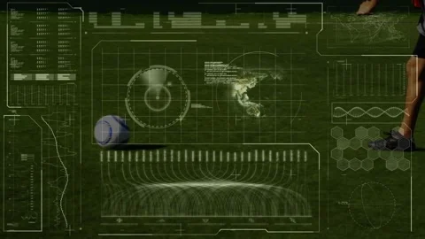 Animation of data processing over legs of diverse male soccer players on sports Stock Footage 327780854