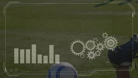 Animation of data processing over legs of african american male soccer player on Stock Footage 330060592
