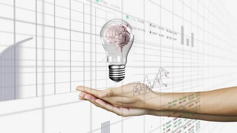 Animation of data processing over lightbulb with human brain on white background Stock Footage 329922997