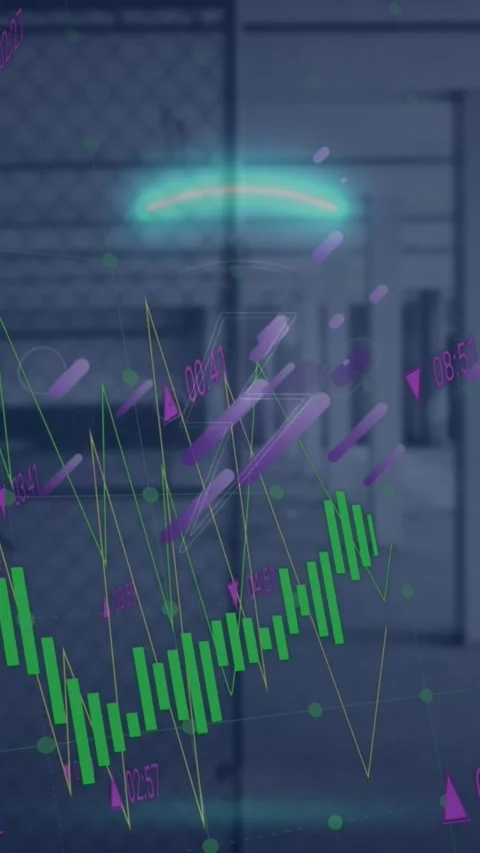 Animation of data processing over lightning icon Stock Footage 343919789