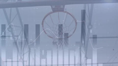 Animation of data processing over male basketball player at gym Stock Footage 329025909
