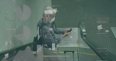 Animation of data processing over man exercising in gym Stock Footage 326888619