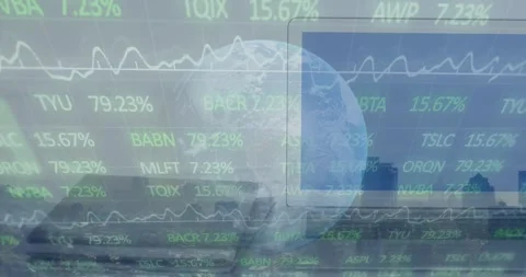 Animation of data processing over man in self animation in world map Stock Footage 330664225